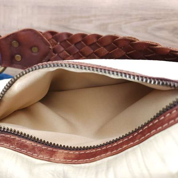 Vintage Browns Green Brown Shoulder Bag Purse Metal Bull Accents Braided Strap - Picture 12 of 12